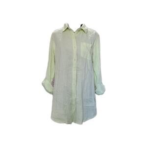 St. John's Bay Womens M Bright Slubbed Cotton Button Down Long Sleeve Shirt